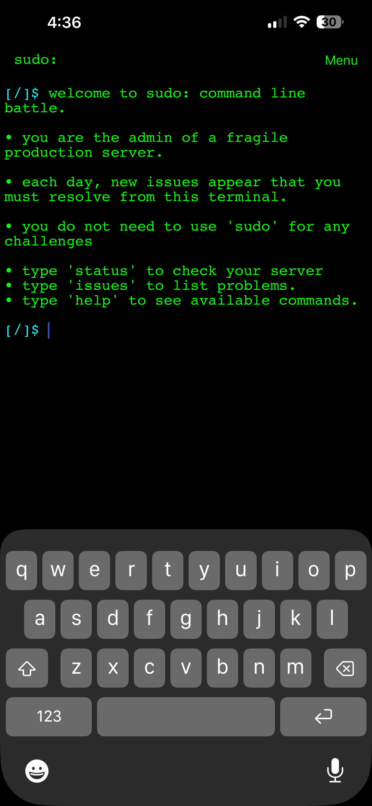 sudo - command line battle screenshot