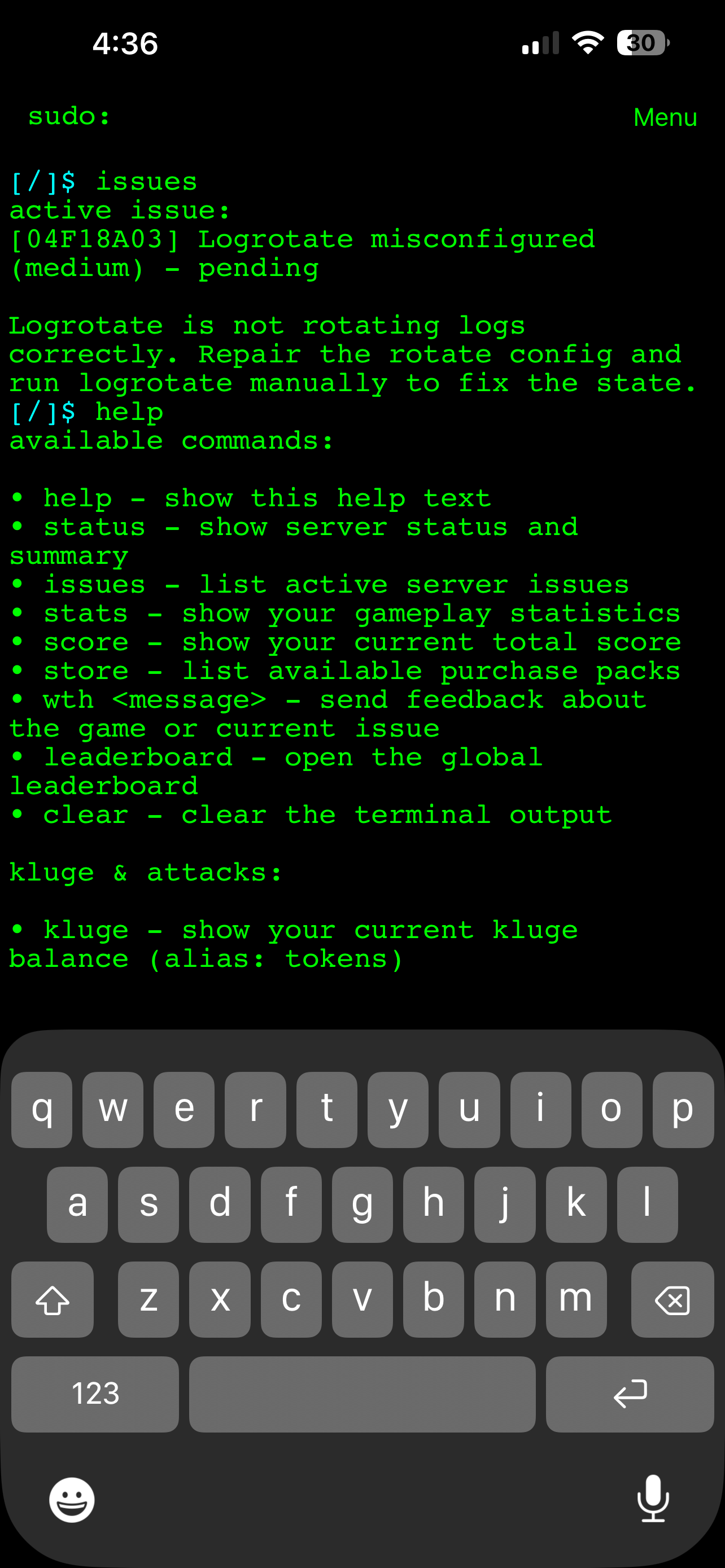 sudo - command line battle screenshot